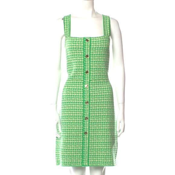 Sandro Houndstooth Printed Midi Cotton Dress - Picture 1 of 3
